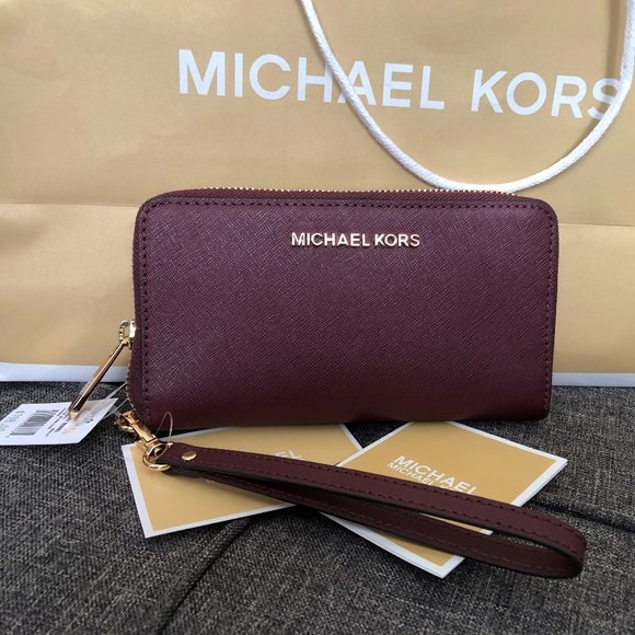 Michael Kors Bags Michael Kors Jet Set Wristlet Wallet In Merlot